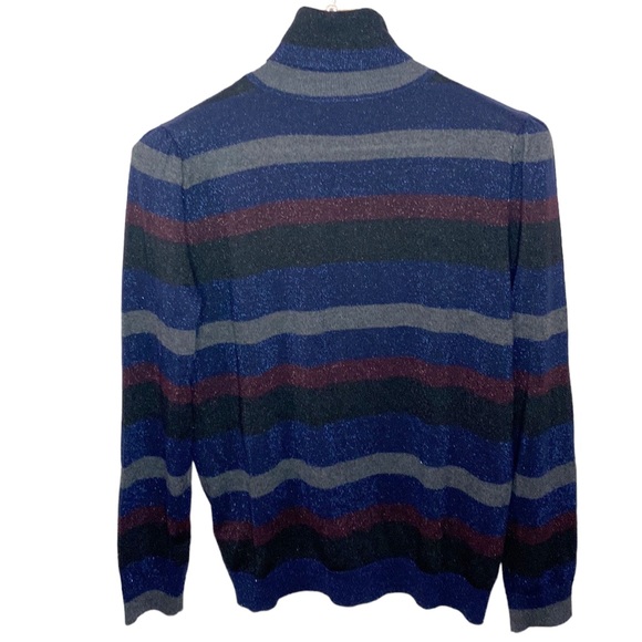Lauren Ralph Lauren shimmering colorblock striped mockneck sweater size L - Picture 2 of 12
